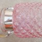 8.50" H Pink Glass Jar In Pine Apple Design With Hanging Jute Rope