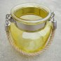 5.50" H Yellow Glass Jar Half Crackled With Hanging Jute Rope