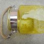 5.50" H Yellow Glass Jar Half Crackled With Hanging Jute Rope