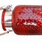 8.50" H Red Glass Jar In Embossed Design With Hanging Jute Rope