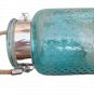 8.50" H Blue Glass Jar In Embossed Design With Hanging Jute Rope