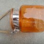 5.50" H Orange Glass Jar Half Crackled With Hanging Jute Rope