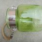 5.50" H Green Glass Jar Half Crackled With Hanging Jute Rope