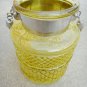 8" H Yellow Glass Jar In Square Embossed Design With Hanging Jute Rope