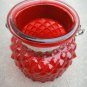 6" H Red Glass Jar In Pine Apple Design With Hanging Jute Rope