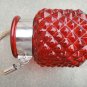 6" H Red Glass Jar In Pine Apple Design With Hanging Jute Rope