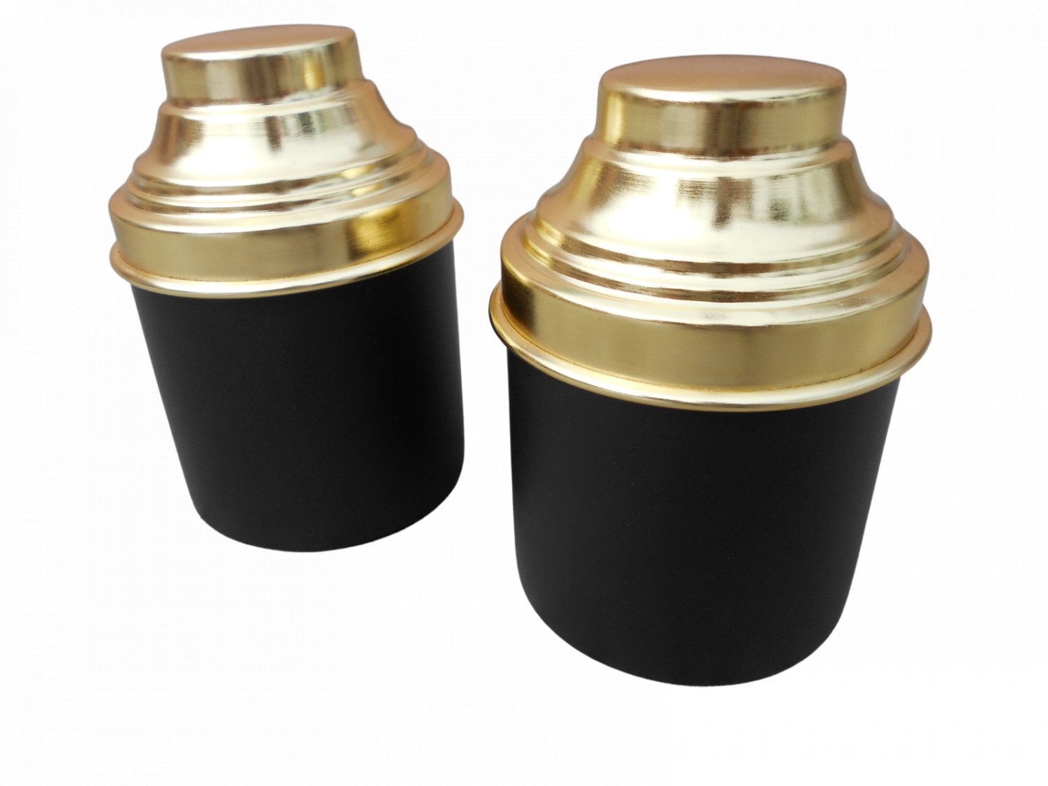 S/2 Iron Decorative Box (Black Matt W/Golden Shiny Lid)