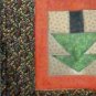 Handmade Star Table Runner Tree Greeen Tan Floral Quilted