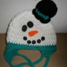 Handmade Crocheted Snowman Hat Unisex Yarn 6 - 12 Months