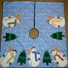 Handmade Tree Skirt Snowman 33" x 32" Cotton