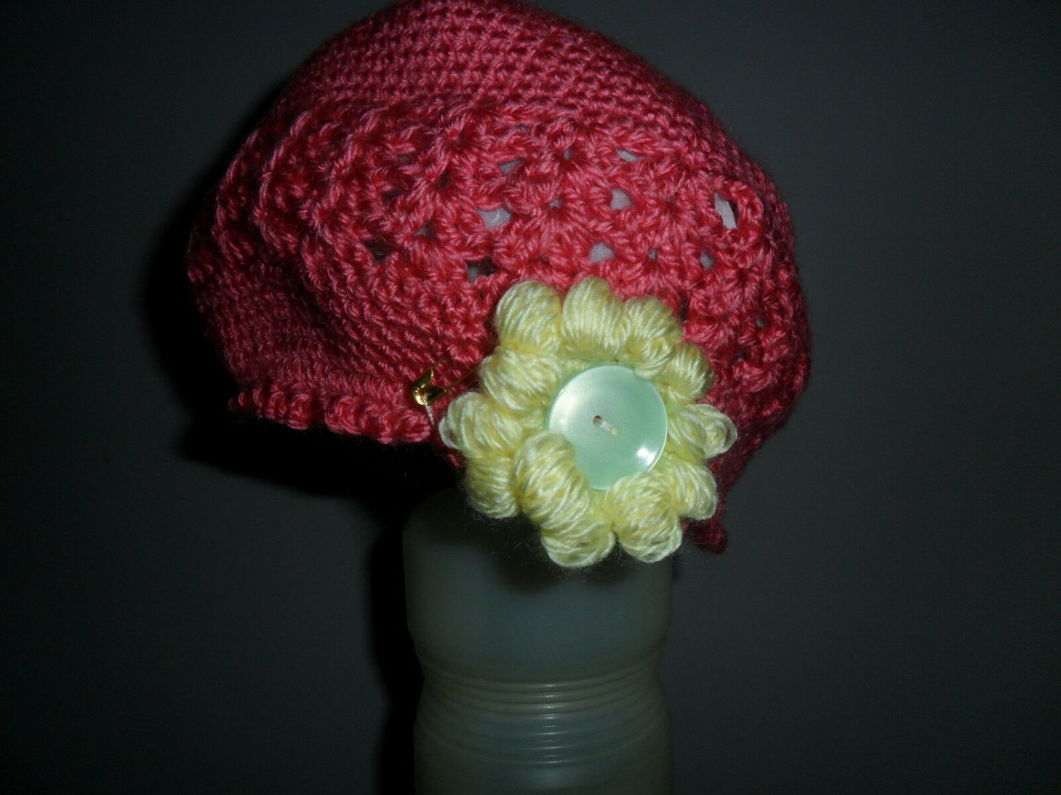 Handmade Crocheted Toddler Hat Flowers Beanie