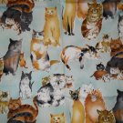 QUILTING SEWING FABRIC UNWASHED COTTON FUZZY FELINES ALEXANDER HENRY