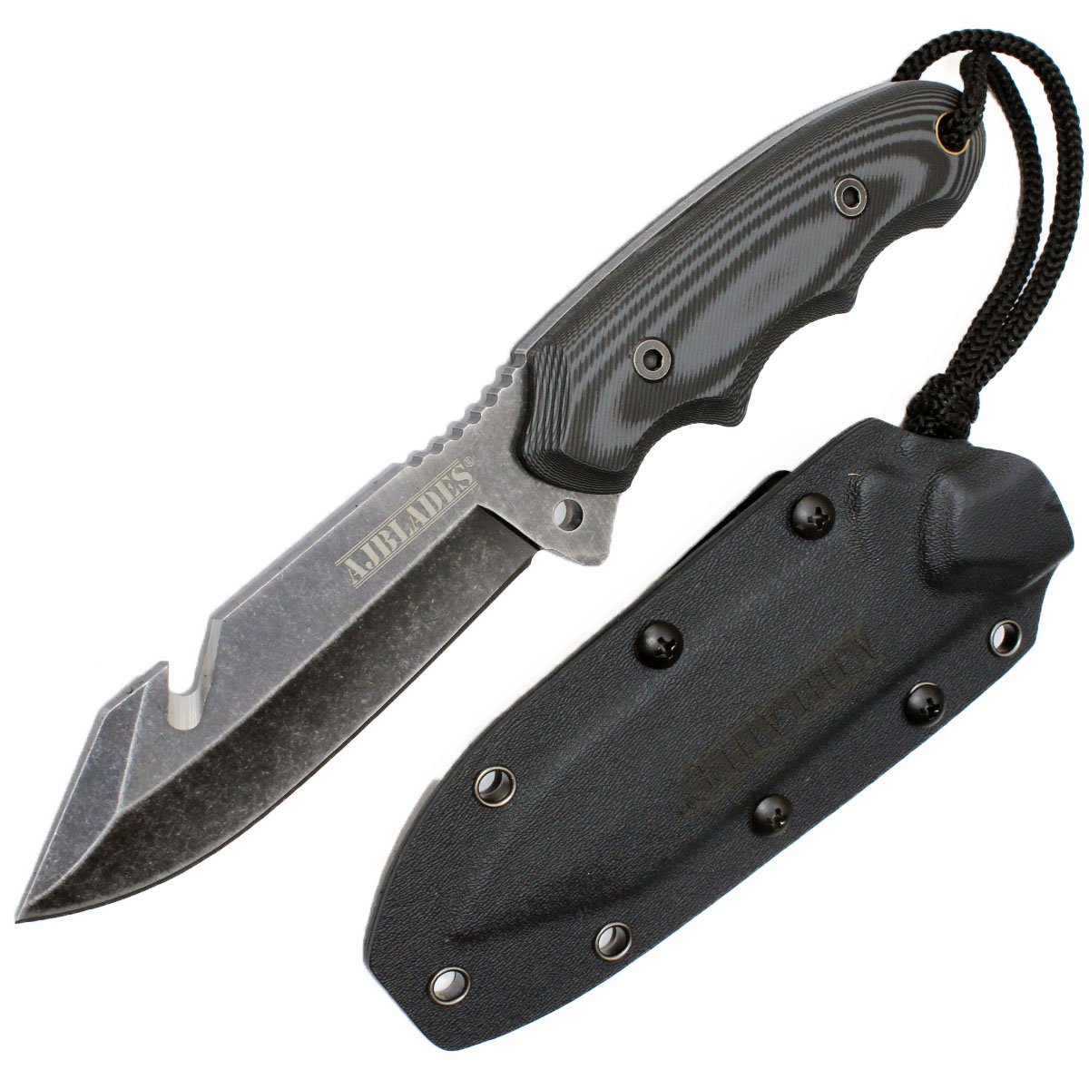 AJBLADES 9" Stonewash Blade Tactical Boot Hunting Knife AJ240BK