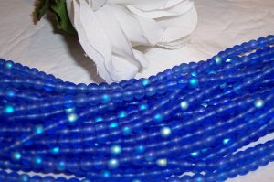 LT COBALT  FROST/AB 4mm Round Czech Glass 100 pack