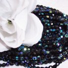  BLACK AB Czech Fire Polished Crystal 4mm Beads Q.50
