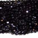 BLACK Czech Fire Polished Crystal 4mm Beads q.50