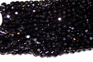 BLACK Czech Fire Polished Crystal 4mm Beads q.50