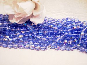 SAPPHIRE A.B. Czech Fire Polished Crystal 8mm Beads q.50