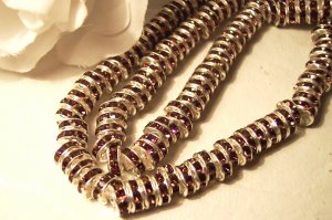 SILVER/ AMETHYST Rhinestone Rondells 6mm q.10