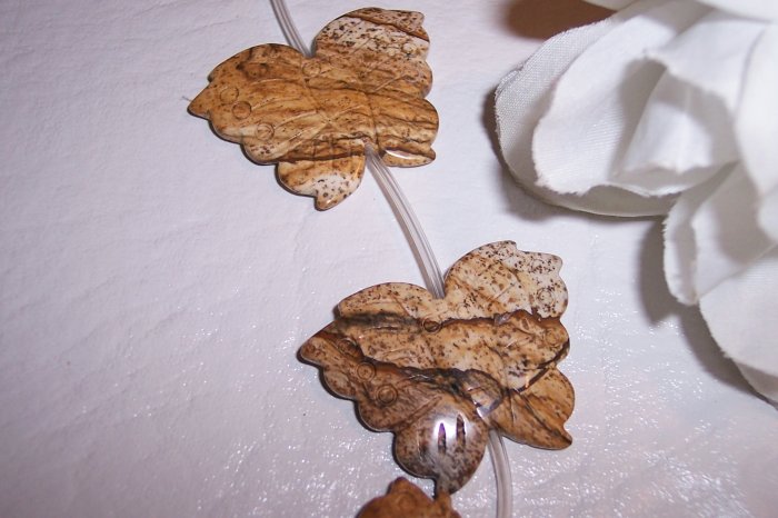 PICTURE JASPER Lg Carved Butterfly Beads q.2