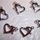 LOBSTER Claw Clasps Silver Plated HEART-Shaped q.10