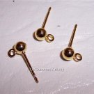 BALL EARRING POSTS w/ ring Gold Plated 4mm q.20