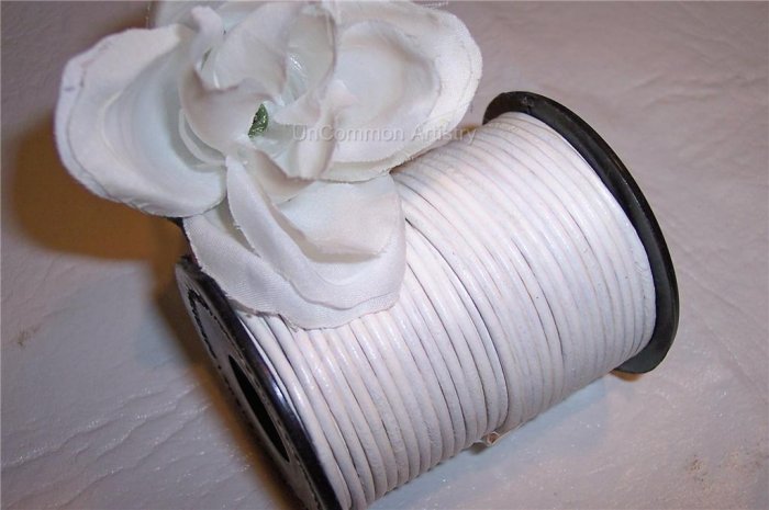LEATHER CORD 2mm WHITE 5 yards
