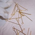 1" EYE PINS 21 Gauge GOLD PLATED q.100