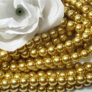 GLASS PEARLS Czech 6mm Round GOLD q.100