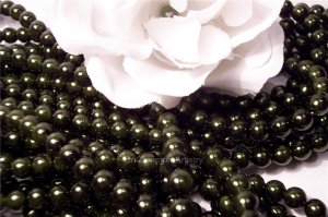 GLASS PEARLS Czech 6mm Round DARK OLIVE q.100