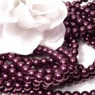 GLASS PEARLS Czech 6mm Round PLUM q.100