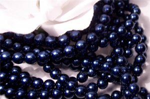 GLASS PEARLS Czech 6mm Round ROYAL BLUE q.100