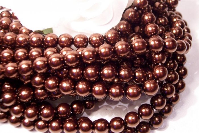 GLASS PEARLS Czech 6mm Round CHOCOLATE q.100