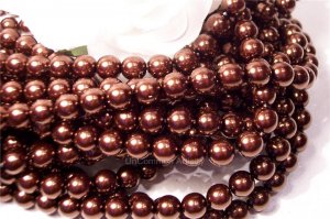 GLASS PEARLS Czech 6mm Round CHOCOLATE q.100