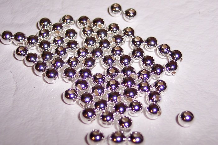4mm Round Beads 1.5mm hole STERLING SILVER q.50