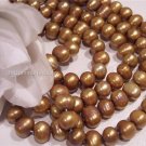 Fresh Water Potato PEARLS 8-9mm ANTIQUE BRASS 16" str.