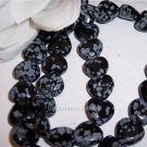 SNOWFLAKE OBSIDIAN 11mm HEART Beads 16" Strand"