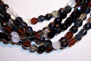PEBBLESTONE MIX Czech Fire Polish  8mm Beads 50