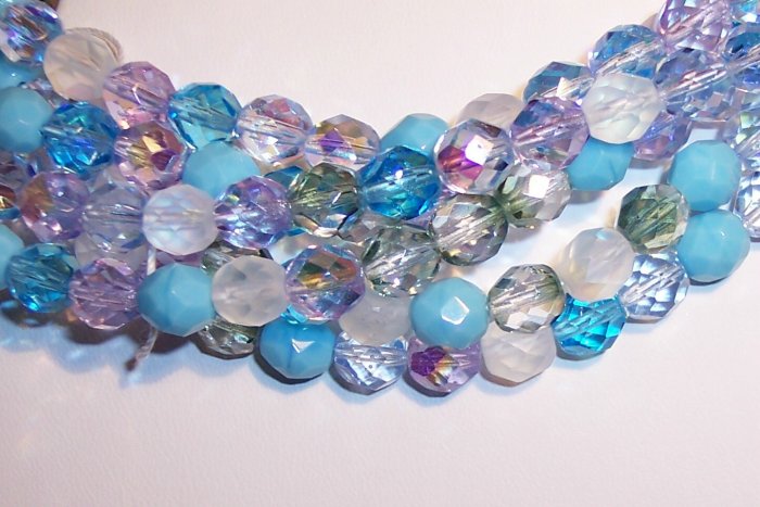 SERENITY MIX Czech Fire Polish 4mm Beads 50