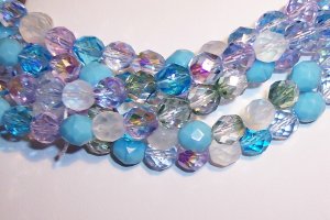 SERENITY MIX Czech Fire Polish  4mm Beads 50