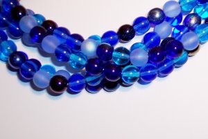 BLUE TONES MIX Czech DRUK  8mm Beads q.25