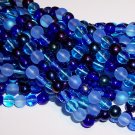 BLUE TONES MIX Czech DRUK  6mm Beads q.50
