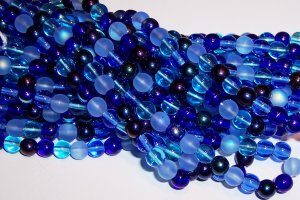 BLUE TONES MIX Czech DRUK  4mm Beads q.100