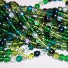 EVERGREEN MIX Czech DRUK  6mm Beads 50