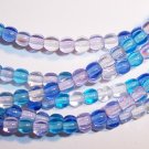 CARIBBEAN BLUE MIX Czech  4mm DRUK Beads 100