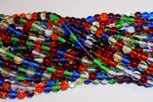 RAINBOW MIX Czech  6mm DRUK Beads 50