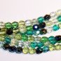 EVERGREEN MIX Czech Fire Polish  4mm Beads 50