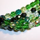 EVERGREEN MIX Czech Fire Polish  8mm Beads 50