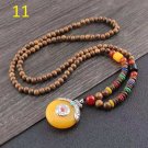 11  Costume jewelry ladies natural wooden beads long necklace .