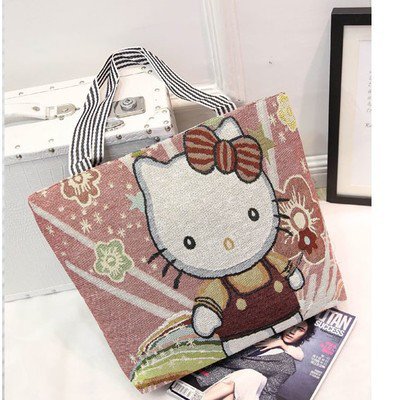 Simple and elegant and Good sized ,canvas handbag shoulder bags.[Red Cat picture bag]